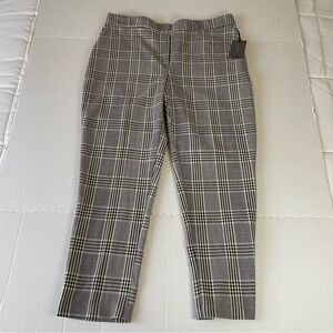 One by Chapter One Pull On Pants Elegant Black and White Plaid Women's Trousers